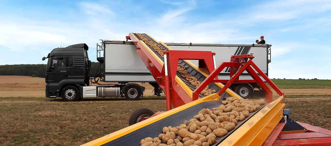    Kartoffel-Hallenf�ller mit Lkw 