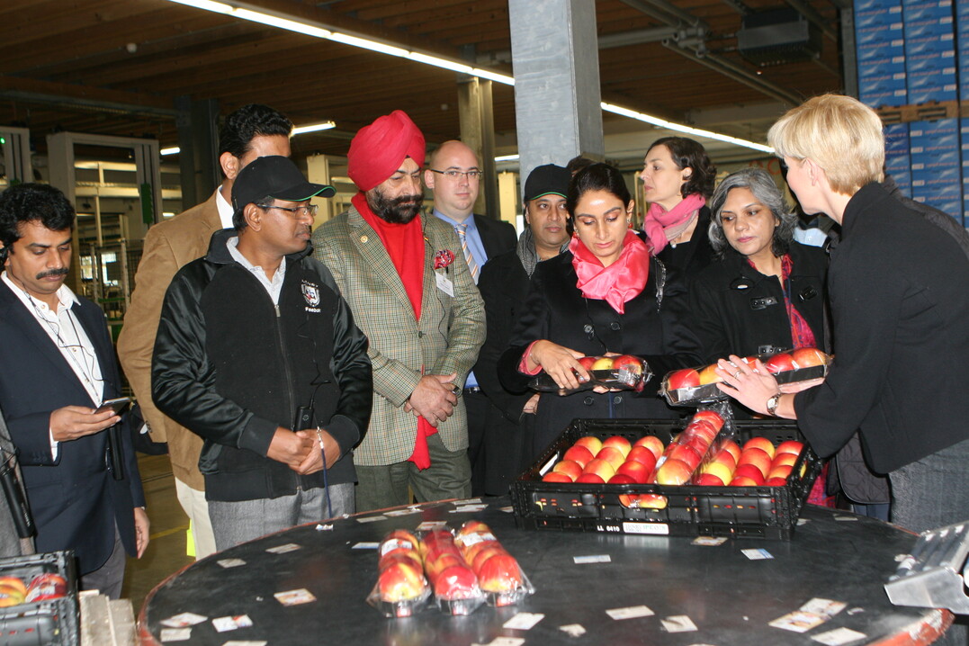 Schon im Jahr 2015 war eine indische Delegation zu Gast bei der BayWa in Kressbronn, um sich über Produktions- und Lagerbedingungen von deutschen Äpfeln zu informieren.