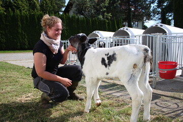 Constanze Knaupp ist auf ihrem Ausbildungsbetrieb f�r die K�lber verantwortlich