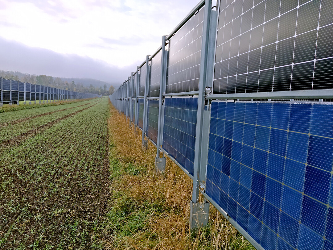 PV-Wände auf dem Feld sind genehmigungspflichtig. Wer eine niedrigere PV-Wand als Zaun fürs Hofgrundstück und zur Eigenstromerzeugung verwendet, benötigt unter Umständen keinen Bauantrag.
