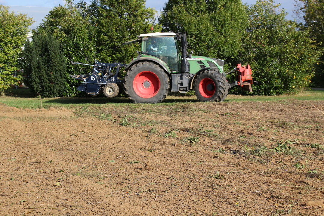 Auf eine effektive Umsetzung von Ernteresten haben die Gr��e der Kontaktfl�che zwischen organischer Substanz und Boden sowie die Bearbeitungstiefe den gr��ten Einfluss.  