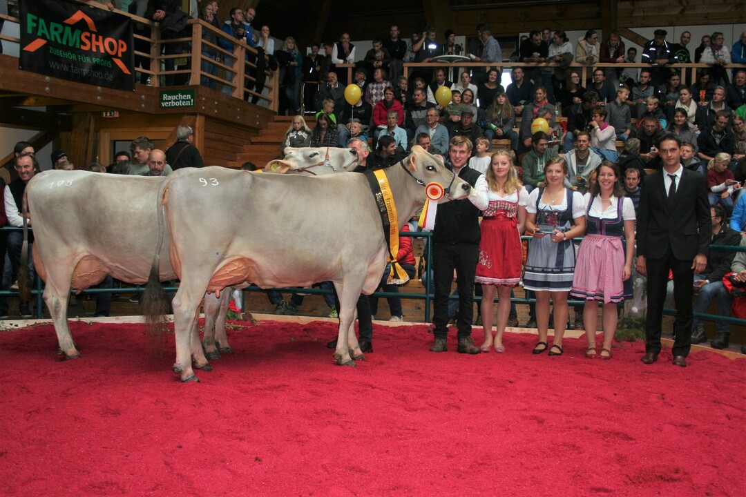 Siegerkühe mittel: (von re. nach li.): Payssli Inova von Friedrich Sauter in Krattenweiler und Reservesiegerin Payssli Donna von der Albinger GbR in Winterreute.