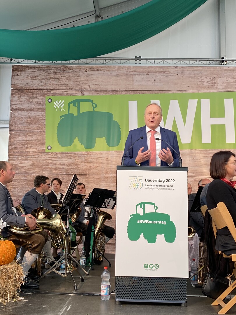 Joachim Rukwied, Pr�sident des Landesbauernverbandes (LBV), auf dem traditionellen Bauerntag w�hrend des Landwirtschaftlichen Hauptfestes.