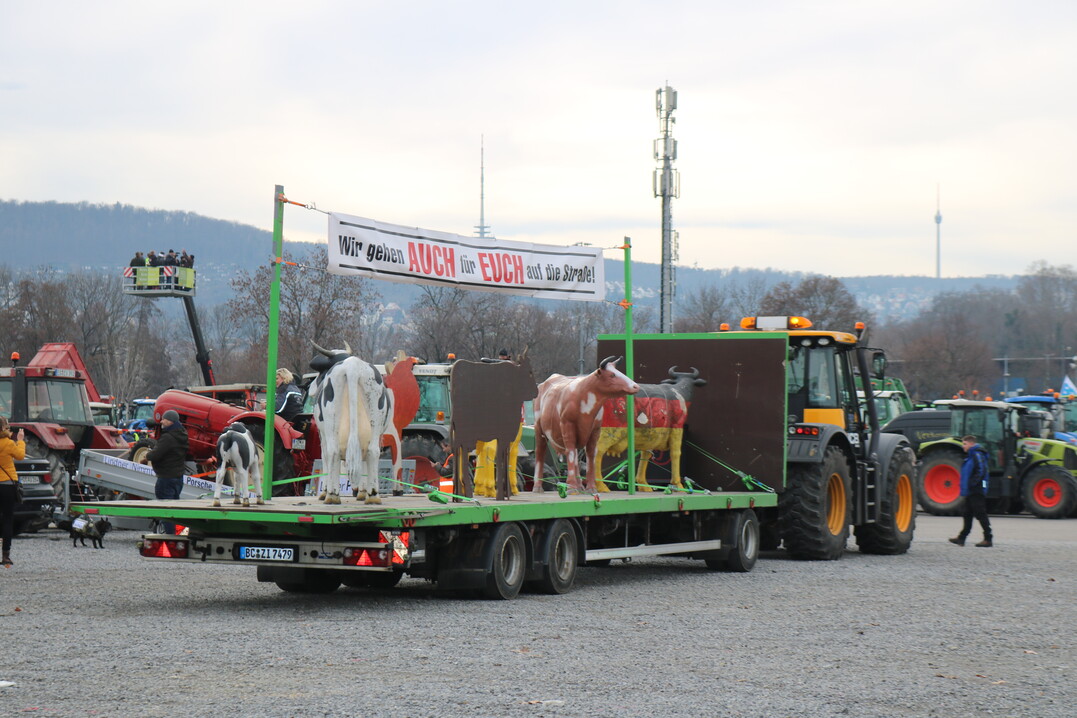 Landwirte aller Produktionsrichtungen waren nach Stuttgart gekommen. Durch kreative Aktionen brachten sie ihren Unmut zum Ausdruck.