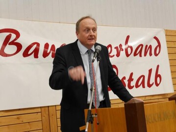 Hauptredner Joachim Rukwied: K�mperisch, mit klaren Worten und Forderungen erh�lt der LBV- und DBV-Pr�sident auf der Ostalb viel Applaus.