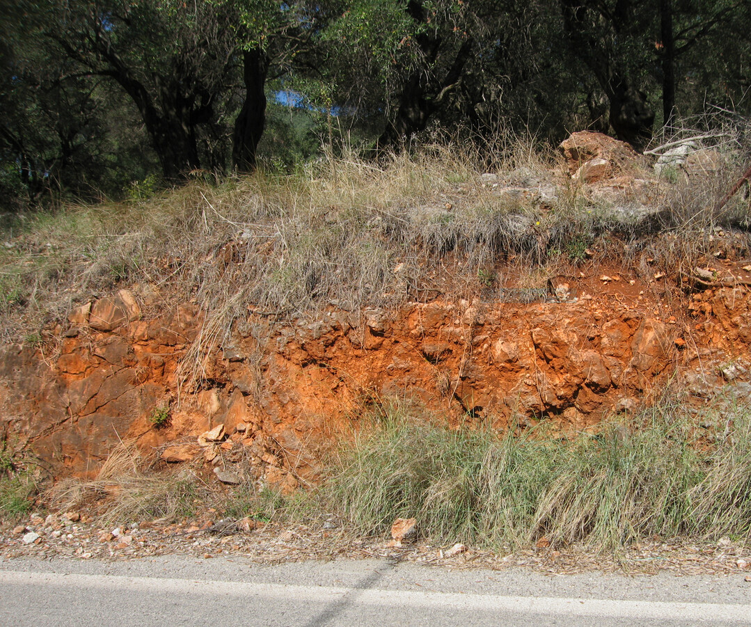 Hämatit verleiht Gesteinen und Böden ihre blutrote Farbe.