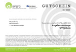 Muster eines Gutscheins zur Angebotsvorsorge UV-Schutz. Das Original kann angefordert werden unter www.svlfg.de/vorsorge-uv-schutz