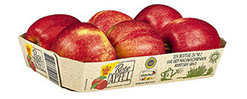 Seit Januar verkauft der Discounter Netto �pfel in einer umweltfreundlichen Verpackung, die zu 40 Prozent aus Gras besteht. 