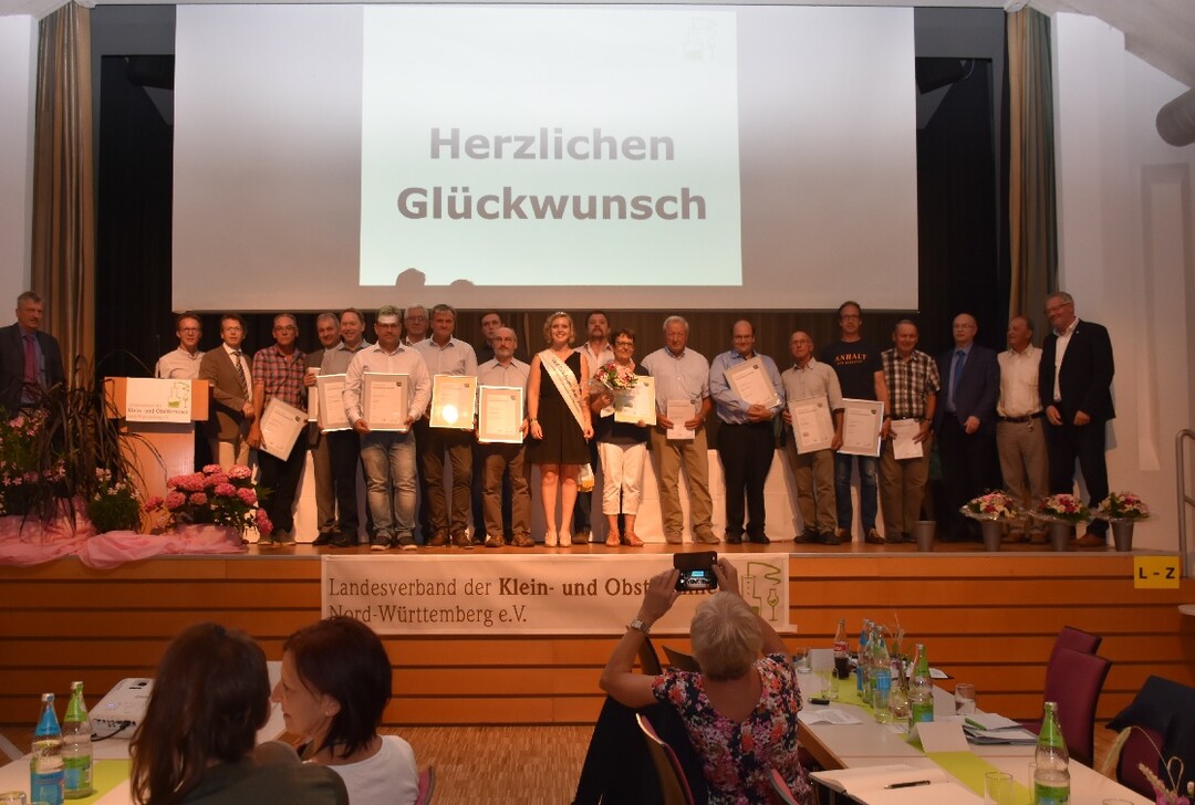 Alle Kategoriensieger mit den Ehreng�sten auf der B�hne