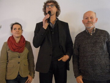 Verbraucherinteressen ernst nehmen wollen Lisa Wolf vom Schweineberatungsdienst Sigmaringen, Neuland-Gesch�ftsf�hrer Matthias Minister und Landwirt Albrecht Buck. 