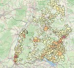 Schadensituation in Baden-Württemberg (Juli 2023), mit Schwerpunkten in Südbaden und in Oberschwaben.