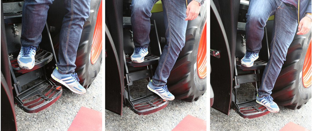 Beim Ausstieg l�st man einen Fu�schalter auf der letzten Stufe aus und der Softstep gleitet sanft mit der Person zu Boden und nimmt so die gesamte Energie aus dem Bewegungsablauf.