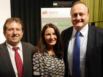 Stellt sich dem Students� Executive Talk am 6. Februar 2017 an der Dualen Hochschule in Heilbronn � Pr�sident Joachim Rukwied (r.), Rektorin Prof. Dr. Nicole Graf, Prorektor Prof. Dr. Otto Weidmann. 