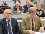 Beim 4. Hohenheimer Landwirtschaftsdialog zum internationalen Agrarhandel (von links): Dr. Klaus-Dieter Schumacher, Analyst und Unternehmensberater; Mitinitiator Prof. Dr. Karlheinz Köller, Institut für Agrartechnik; Staatssekretärin Friedlinde Gurr-Hirsch.