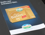 „Stehe nur Schmiere hier“, lautet der lockere Werbespruch auf der Ulmer Münster Butter, mit der die Milchwerke Schwaben erfolgreich am Markt sind.