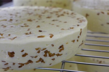 Der Gewinnerk�se �Oberfelder Bocksbert� als ungereifter K�se, kurz nach dem Versch�pfen.