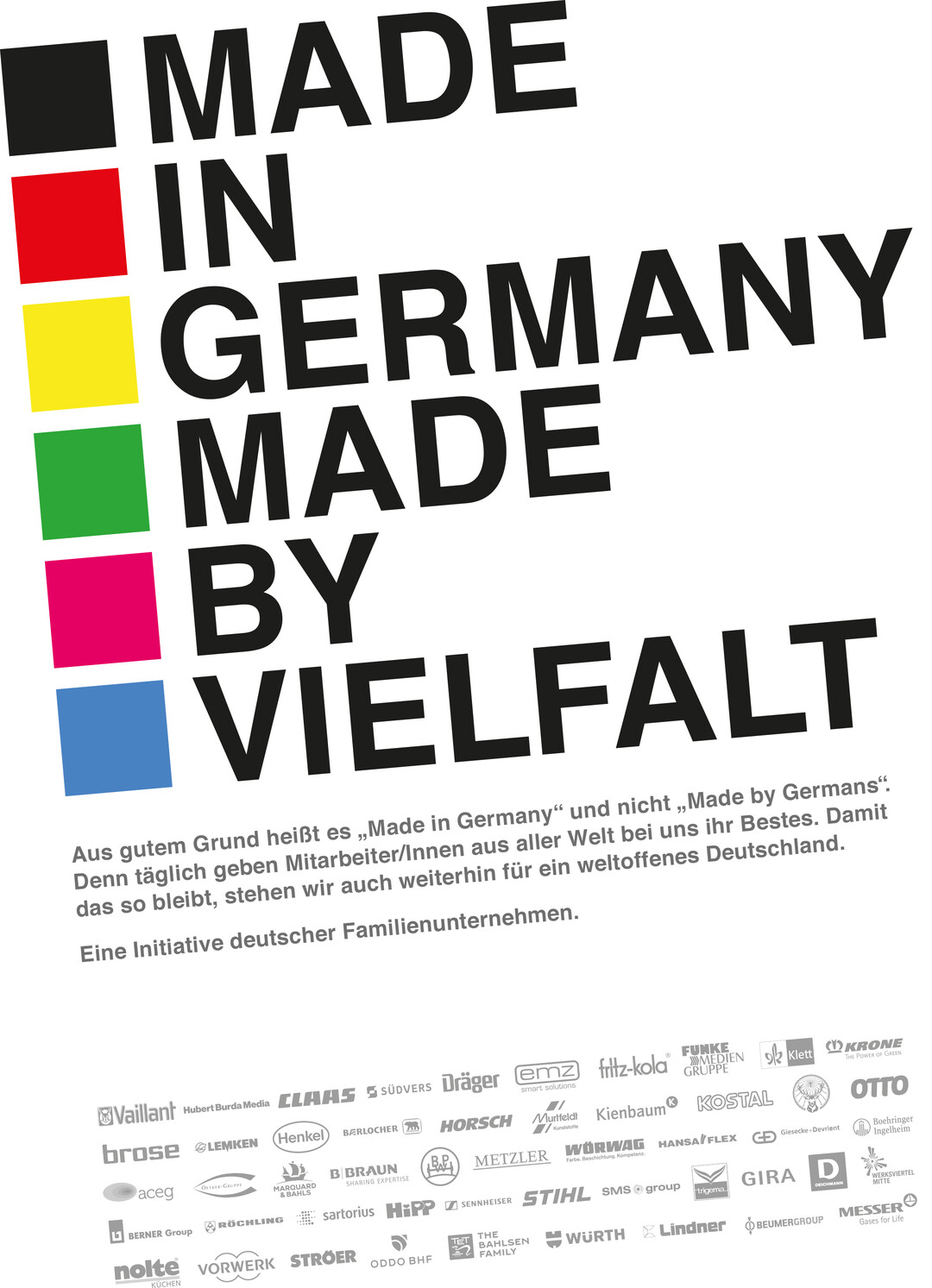 Keyvisual der Kampagne Made in Germany � Made by Vielfalt: Teilnehmende Unternehmen.