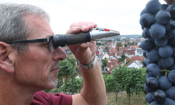 Rainer Lang, der Vorstandsvorsitzende der gastgebenden Weing�rtnergenossenschaft Stromberg-Zaberg�u, ist begeistert vom Weinherbst 2018.